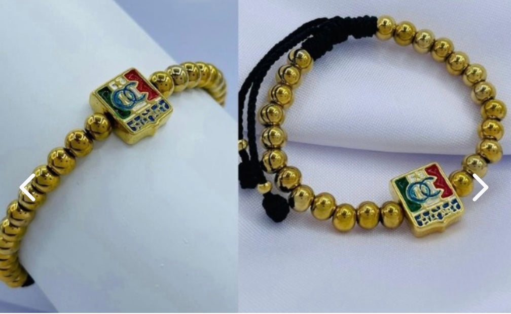 PULSERA TIPO NEOPRENO EQUIPOS DORADA